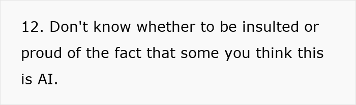 A quote questioning if a comment is AI, relating to a husband's double life.