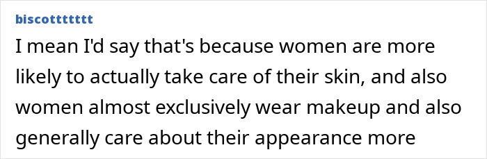 Screenshot of online comment explaining women's skincare and makeup habits Screenshot of online comment explaining women's skincare and makeup habits