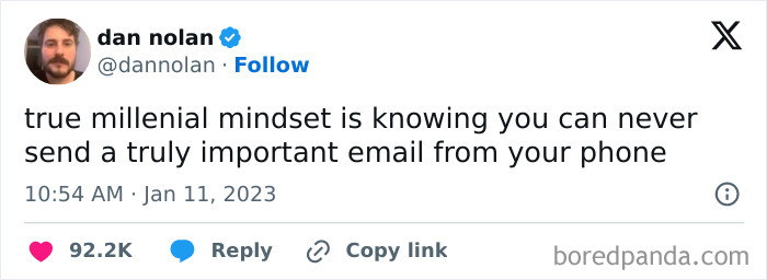 Millennial mindset about difficulty sending important emails from phone