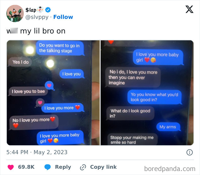 Funny text message conversation showing random sense of humor posts
