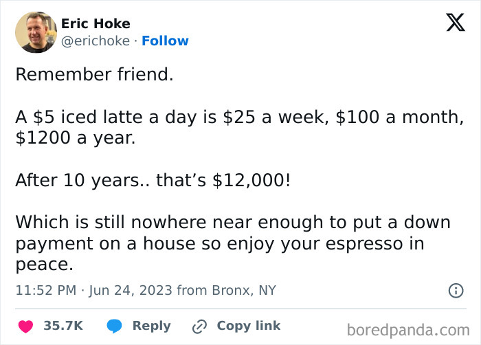Harsh money reality: $5 iced latte daily won't cover house down payment