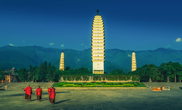 “The Three Pagodas Of Chongsheng Temple In Dali” By Qiguang Wei