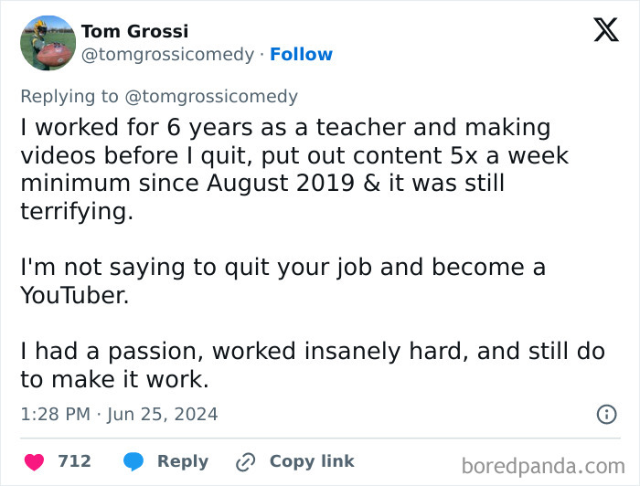 Teacher sharing experience of quitting after 6 years of teaching and making videos about reasons teachers quit