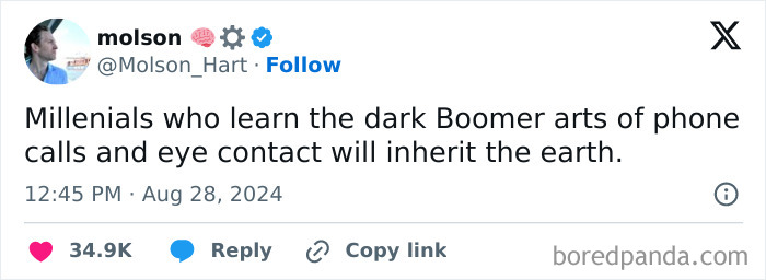Millennials learning boomer phone call and eye contact skills will inherit the earth