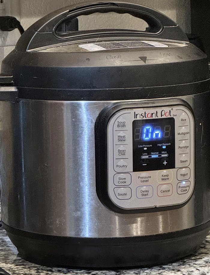 Instant Pot pressure cooker on kitchen counter for cooking myths
