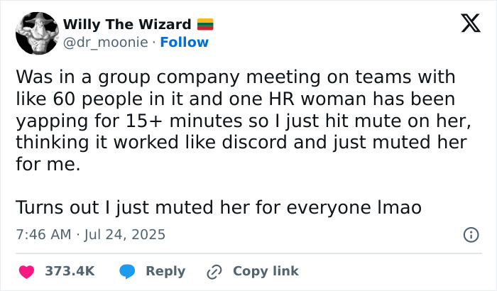 Real-life plot twist of muting an HR woman for everyone in a company Teams meeting