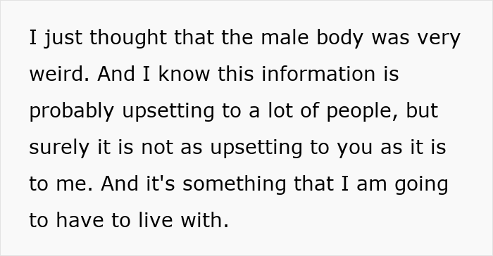 Text expressing discomfort with male body and hygiene issues Text expressing discomfort with male body and hygiene issues