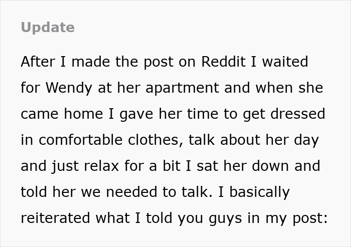 Text update about a conversation with a picky eater girlfriend regarding their relationship. Text update about a conversation with a picky eater girlfriend regarding their relationship.