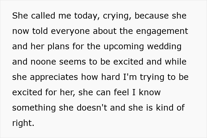 Text describing woman's disappointment over guests not excited for wedding Text describing woman's disappointment over guests not excited for wedding