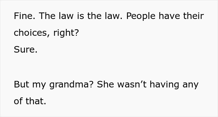 Text about grandmother's refusal to accept the law against contraceptives Text about grandmother's refusal to accept the law against contraceptives