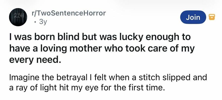 Short spine-chilling horror story about blindness and a mother's care