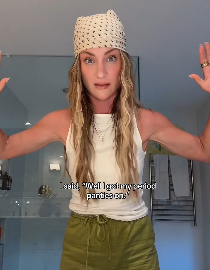 Woman explains wearing period panties during airport security check