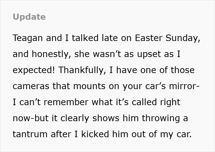 Update on guy throwing tantrum after being kicked out of car recorded with car mirror camera Update on guy throwing tantrum after being kicked out of car recorded with car mirror camera