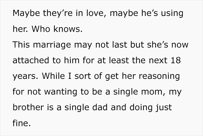 Text about marriage challenges and single parenting from a sister's point of view Text about marriage challenges and single parenting from a sister's point of view