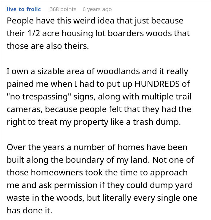 Screenshot of a comment discussing an entitled mom calling cops for trespassing, emphasizing a reality check. Screenshot of a comment discussing an entitled mom calling cops for trespassing, emphasizing a reality check.