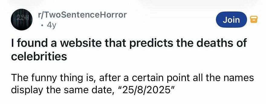 Spine-chilling story about a website predicting celebrity deaths