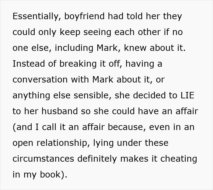 Text explaining a secret affair and lies in an open relationship Text explaining a secret affair and lies in an open relationship