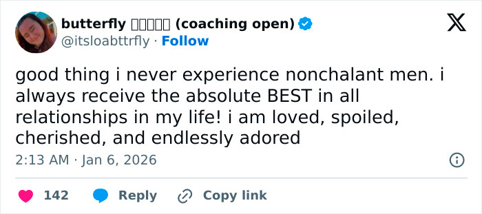 Tweet about being loved, spoiled, and adored in relationships related to spoiled pig syndrome