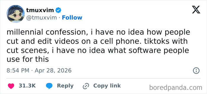 Millennial confesses not knowing how people cut and edit videos on cell phones or software