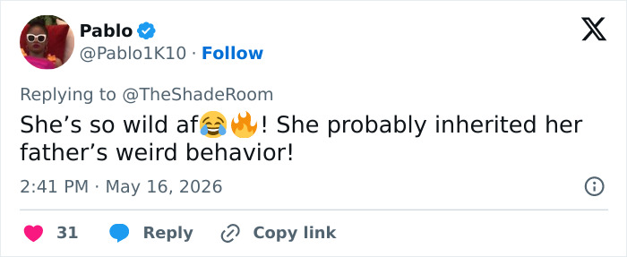 Tweet about wild behavior and inherited traits Tweet about wild behavior and inherited traits
