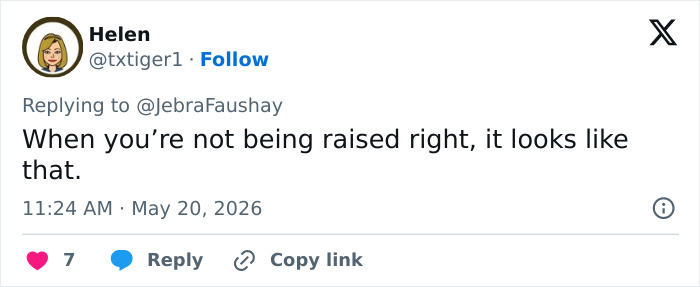 Tweet commenting negatively on black grills appearance and upbringing Tweet commenting negatively on black grills appearance and upbringing