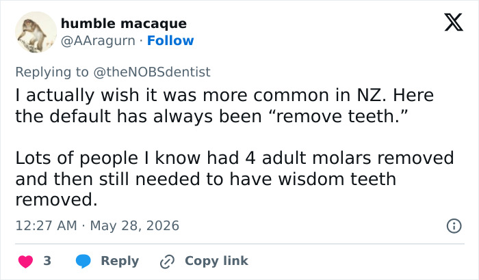 Twitter user discusses common dental procedures in New Zealand Twitter user discusses common dental procedures in New Zealand