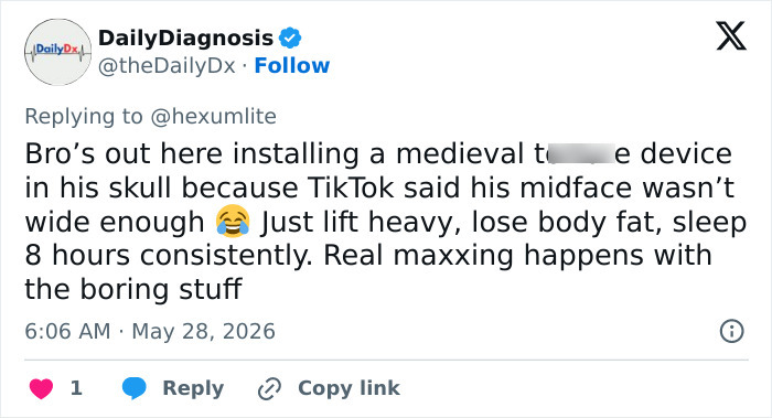 Tweet mocks using a maxilla expander device for looksmaxxing Tweet mocks using a maxilla expander device for looksmaxxing