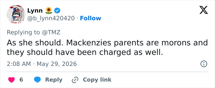 Tweet criticizing Mackenzie Shirilla's parents and legal consequences Tweet criticizing Mackenzie Shirilla's parents and legal consequences