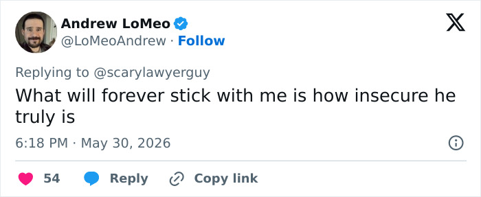 Tweet about Trump's insecurity related to medical history