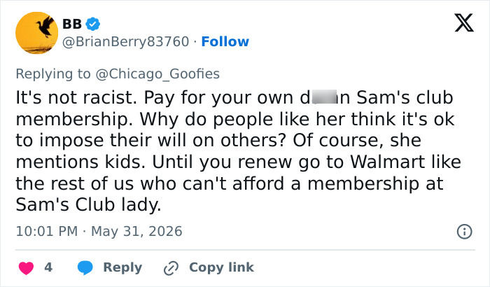 Woman Calls Out 'Racist' At Sam's Club For Refusing To Let Her Use Her Membership, The Internet Disagrees Woman Calls Out 'Racist' At Sam's Club For Refusing To Let Her Use Her Membership, The Internet Disagrees