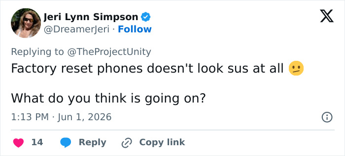 Twitter comment questioning factory reset phones in missing scientist case theories Twitter comment questioning factory reset phones in missing scientist case theories