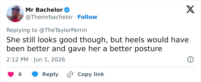 Tweet discussing heels giving better posture in Stassi Schroeder’s Sports Illustrated runway walk Tweet discussing heels giving better posture in Stassi Schroeder’s Sports Illustrated runway walk