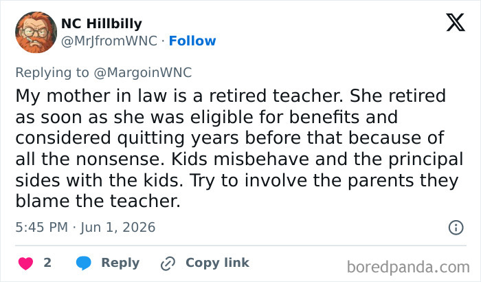 Retired teacher explains quitting because of misbehavior and lack of support