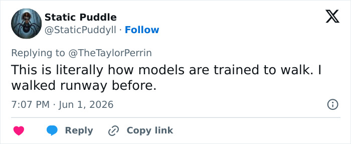 Tweet stating Sports Illustrated runway walk matches professional model training Tweet stating Sports Illustrated runway walk matches professional model training