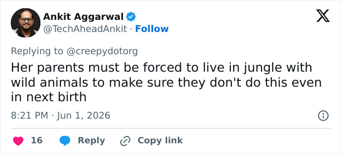 Screenshot of a tweet suggesting consequences for parents who abandoned their 3-year-old girl. Screenshot of a tweet suggesting consequences for parents who abandoned their 3-year-old girl.