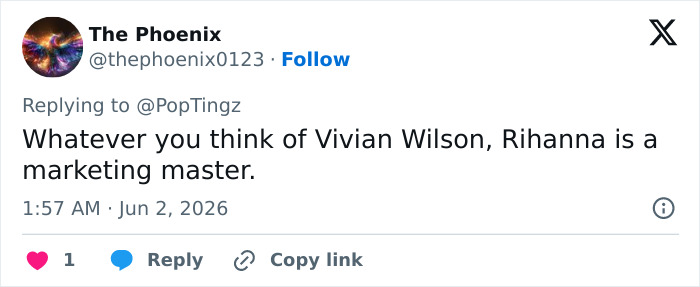 Tweet calling Rihanna a marketing master for Vivian Tweet calling Rihanna a marketing master for Vivian