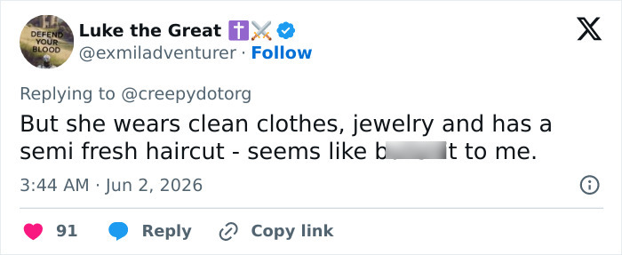 A Twitter comment observes the abandoned girl wearing clean clothes and jewelry, suggesting it's not a true story. A Twitter comment observes the abandoned girl wearing clean clothes and jewelry, suggesting it's not a true story.