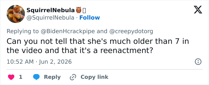 A Twitter comment suggests the abandoned girl in the video is older and it's a reenactment. A Twitter comment suggests the abandoned girl in the video is older and it's a reenactment.
