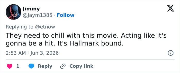 Tweet commenting on Office Romance movie expectations Tweet commenting on Office Romance movie expectations