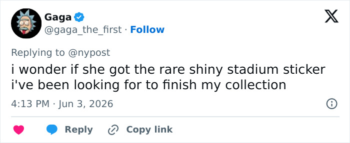 Tweet about rare shiny stadium World Cup soccer sticker collection