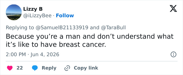 Tweet about breast cancer and men's lack of understanding