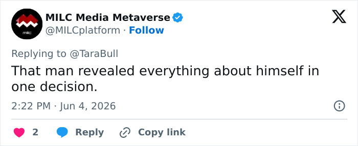 Screenshot of a tweet commenting on a man's revealing decision about Sharon Stone
