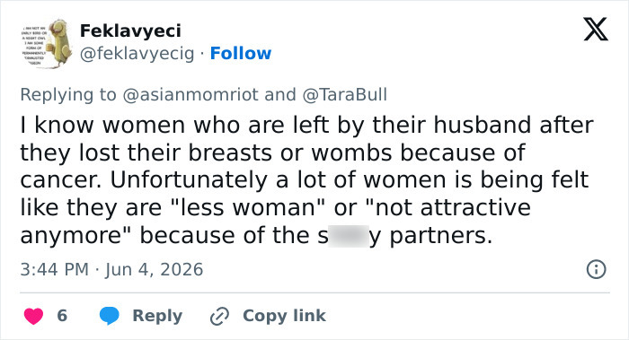 Tweet about women left by husbands after surgery due to cancer