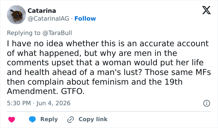 Tweet criticizing men upset over Sharon Stone's health choice, referencing feminism