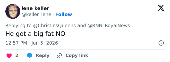 Tweet says he got a big fat no about Norway's future queen's son trial update