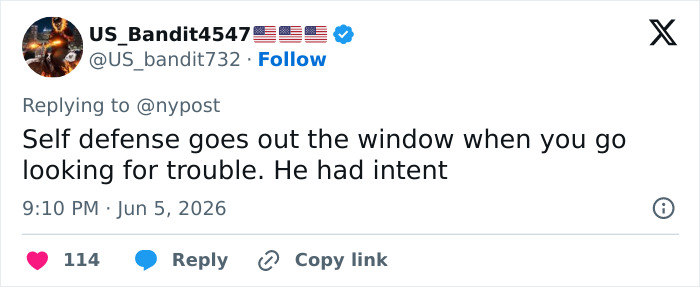 Tweet about self defense and intent in Karmelo Anthony's case