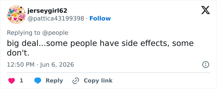 User comment on varying GLP-1 side effects among different people User comment on varying GLP-1 side effects among different people