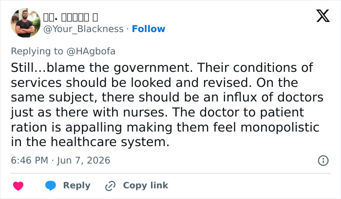 Tweet calling for review of healthcare services and more doctors to improve health system Tweet calling for review of healthcare services and more doctors to improve health system