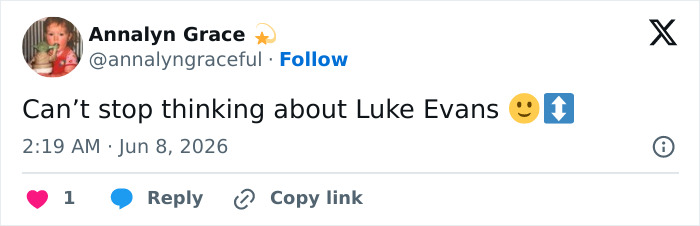 Tweet about Luke Evans from The Hobbit and his shocking 2026 Tonys performance Tweet about Luke Evans from The Hobbit and his shocking 2026 Tonys performance