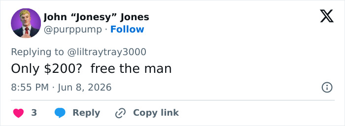 Social media comment demanding to free the man for 200 dollars Social media comment demanding to free the man for 200 dollars